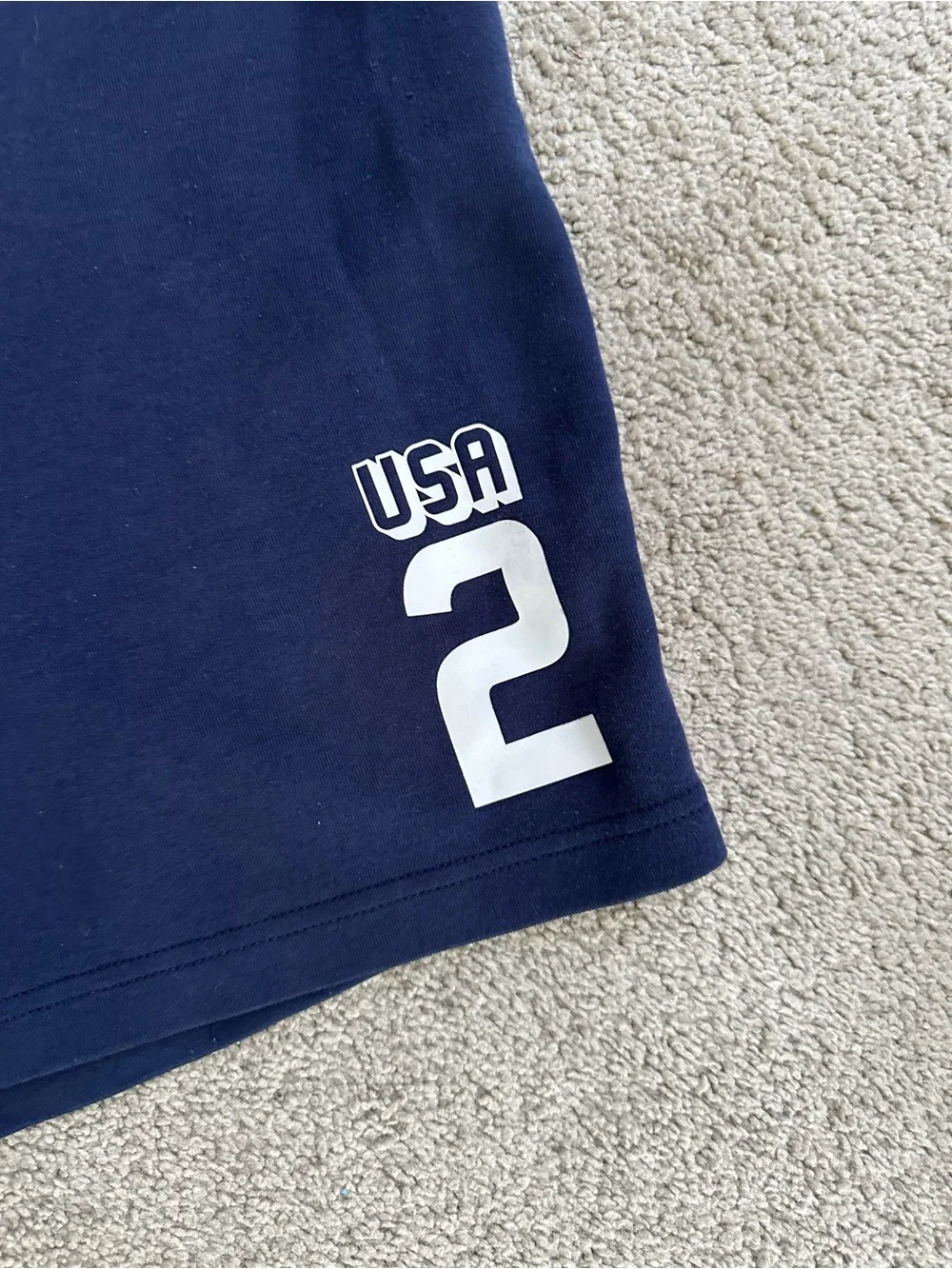 Polo Ralph Lauren Double-Knit Shield Logo Patch Athletic Shorts Mens L Blue USA
